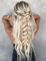 Fryzury Długie Na co dzień Proste Upięcie Blond - 3270521