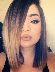 Fryzury Średnie Na co dzień Proste z grzywką Rozpuszczone Blond - 3245268
