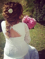 Fryzury Długie Ślubne Kręcone Upięcie Blond - 3166499