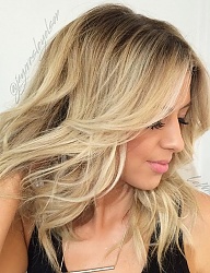 Fryzury Średnie Na co dzień Kręcone Rozpuszczone Blond - 3090301