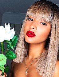 Fryzury Długie Na co dzień Proste z grzywką Rozpuszczone Blond - 3272501