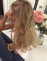 Fryzury Długie Na co dzień Proste Upięcie Blond - 3125789