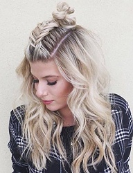 Fryzury Długie Na co dzień Kręcone Warkocze Blond - 3142501