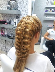 Fryzury Długie Wieczorowe Proste Warkocze Blond - 2429063