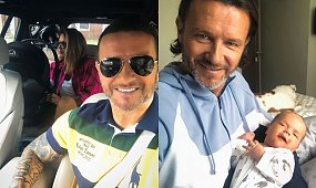 Radosław Majdan i mały Henio w identycznych stylizacjach. "Tata miś i mały miś"