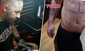 Ten tatuażysta stworzył mężczyźnie sześciopak na brzuchu, bo... nie chce chodzić na siłownię! Zobacz, jak wygląda!