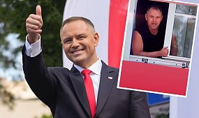 Karol Nawrocki stanął w oknie Belwederu jak go Lechia-Gdańsk stworzyła [wideo]. Nietypowy strój włodarza kraju wywołał memy