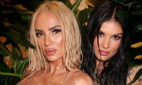 Izabela Macudzińska nachyliła się i pokazała niewyobrażalnie powiększone atuty w całej okazałości. Szydełkowy stanik nic nie zasłania [galeria]