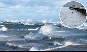 Zeszli z molo na zamarznięty Bałtyk. Lód nagle pękł pod ich stopami. Szok to mało powiedziane [wideo]