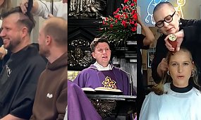 Ksiądz katolicki ogolił głowę na łyso zaraz po mszy. Wsparł Cancer Fighters i zdobył serca wiernych [wideo]