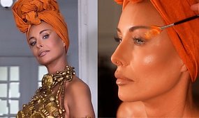 Małgorzata Rozenek-Majdan ledwo okryta w złotym gorsecie. Fani krytykują: "Bal przebierańców" [dużo zdjęć]