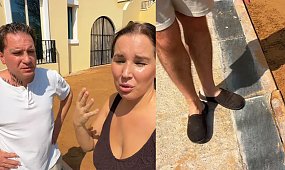 Lil Masti rozczarowana robotnikami w Dubaju. Pustynny trawnik i rozpadający się krawężnik w willi