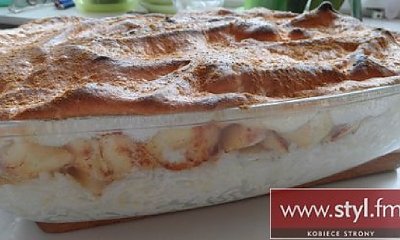 Zapiekane owoce i ryż pod bezową pierzynką
