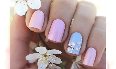 Wiosenny manicure z kwitnącymi kwiatami wiśni - Mega galeria