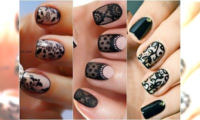 Paznokcie z czarną koronką - pomysł na elegancki manicure