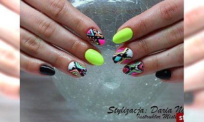 Barwny, kobiecy manicure dla paznokci w kształcie migdałków [GALERIA trendów]