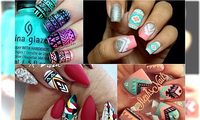 Odświeżające azteckie wzory. Pokoloruj paznokcie wszystkimi kolorami tęczy!