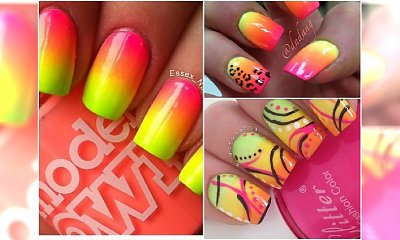 Egzotyczny manicure w kolorach mango. Wzorki w sam raz na lato!