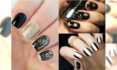 Czarno-złoty manicure na sylwestra - galeria wyjątkowych wzorów