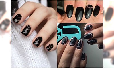 Czarny negative space manicure - 25 prostych wzorów, które są hitem sezonu