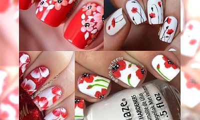 Flower power, czyli biało- czerwony kwiatowy manicure