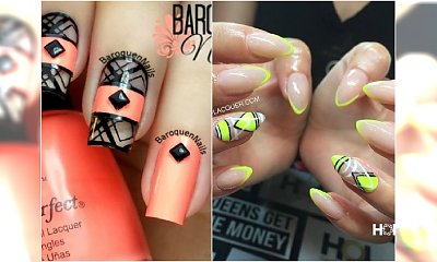 Neonowy negative space manicure - 20 wzorów, którym się nie oprzesz!