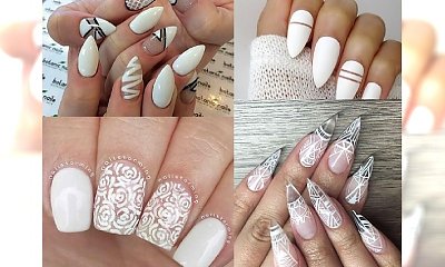 40 HOT PROPOZYCJI: Biały manicure negative space