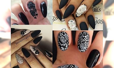 Czarny manicure z motywem kwiatów - stylowe propozycje na jesień
