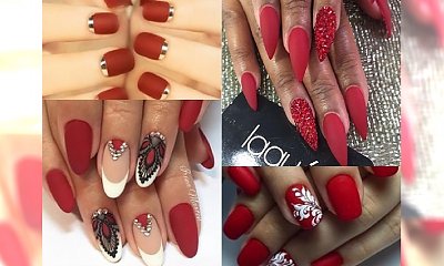 HOT: Czerwone matowe paznokcie - idealny manicure na ŚWIĘTA! Ze zdobieniami i bez - galeria inspiracji