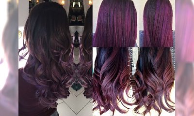 Fryzury 2017: Purple hair czyli balejaż w odcieniach fioletu - idealna koloryzacja na zimę dla brunetek