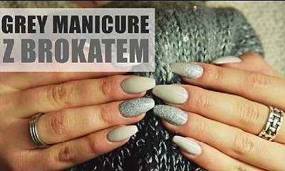 Pomysł na manicure: subtelna i elegancka szarość z dodatkiem brokatu (tutorial)
