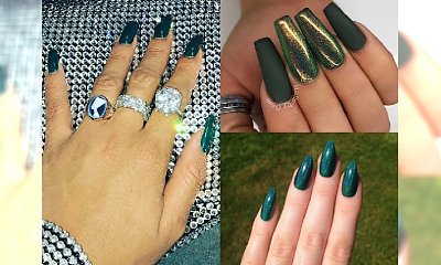 Spraw sobie paznokcie w stylu Rihanny! Szmaragdowo-zielony manicure tylko dla odważnych