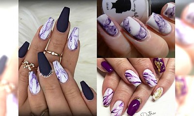 Marmurkowy manicure w tonacji fioletu. Zakochasz się w tym ORYGINALNYM trendzie