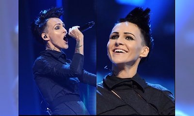 Agnieszka Chylińska na festiwalu w Sopocie. Czarny jeszcze bardziej podkreślił jej bardzo szczupłą figurę