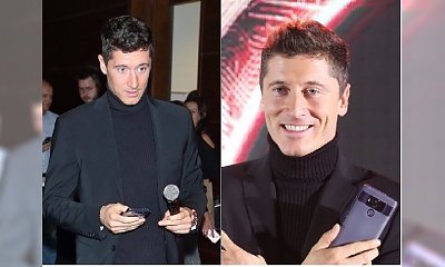 Robert Lewandowski promuje telefon w eleganckim garniturze. Jak wam się podoba w takim wydaniu?