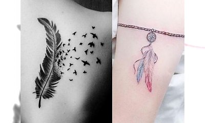 18 pomysłów na tatuaż z piórkiem - subtelne, dziewczęce inspiracje