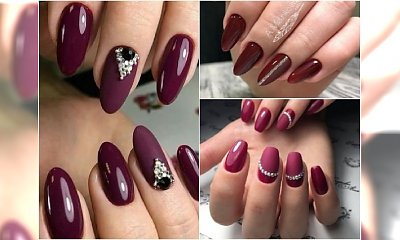 Szlachetny bordowy manicure na karnawał. Wypróbujcie te eleganckie zdobienia!