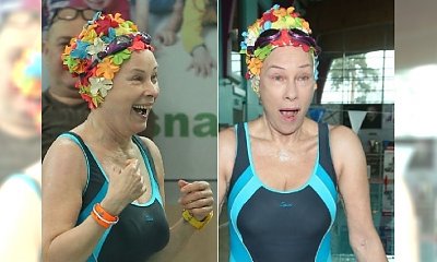 Małgorzata Potocka w kostiumie kąpielowym na zawodach pływackich. 64-latka ma świetną figurę!