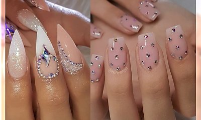 Bling bling! Paznokcie nude z cyrkoniami w roli głównej