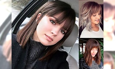 Półdługie fryzury z grzywką 2019 - trendy na przyszły rok