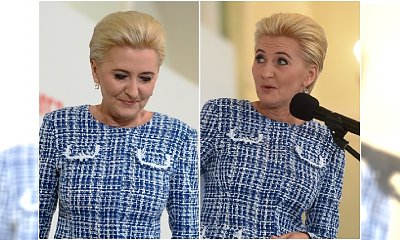 Agata Duda powoli dorównuje stylem Jolancie Kwaśniewskiej. Ale czy ten kraciasty kostium to na pewno dobry wybór?