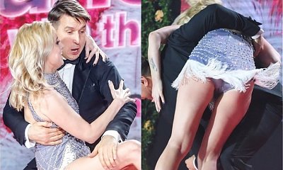Justyna Żyła spadła ze sceny na ramówce Polsatu! Dobrze, że był Tomasz Barański