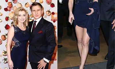Justyna Żyła odsłania nogi w drodze na ściankę. Za długa suknia czy nie umie w niej chodzić? Pojawił się mały problem...