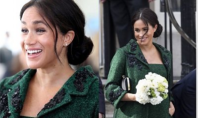 Meghan Markle zadała szyku w zielonym płaszczu z czarnymi aplikacjami, okazało się jednak, że złośliwość internautów nie zna granic!