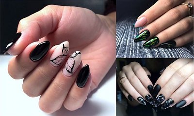 Czarny manicure - 25 stylowych i eleganckich zdobień [GALERIA]