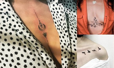 Tatuaż na dekolcie i ramieniu - galeria niezwykle kobiecych wzorów
