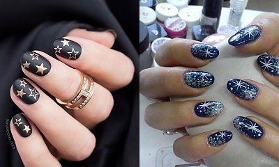 Manicure z gwiazdkami i płatkami śniegu [GALERIA]