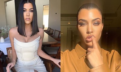 Kourtney Kardashian w wieczorowej sukni przy kuchence. I wtedy... UPS! Pokazała za dużo!