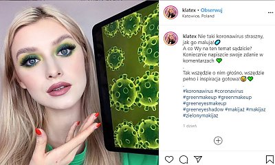 Koronawirus inspiracją do stworzenia... MAKIJAŻU. Polska influencerka podzieliła fanów