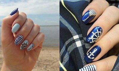 Marynarskie wzorki na paznokcie - manicure w kolorach lata [GALERIA]